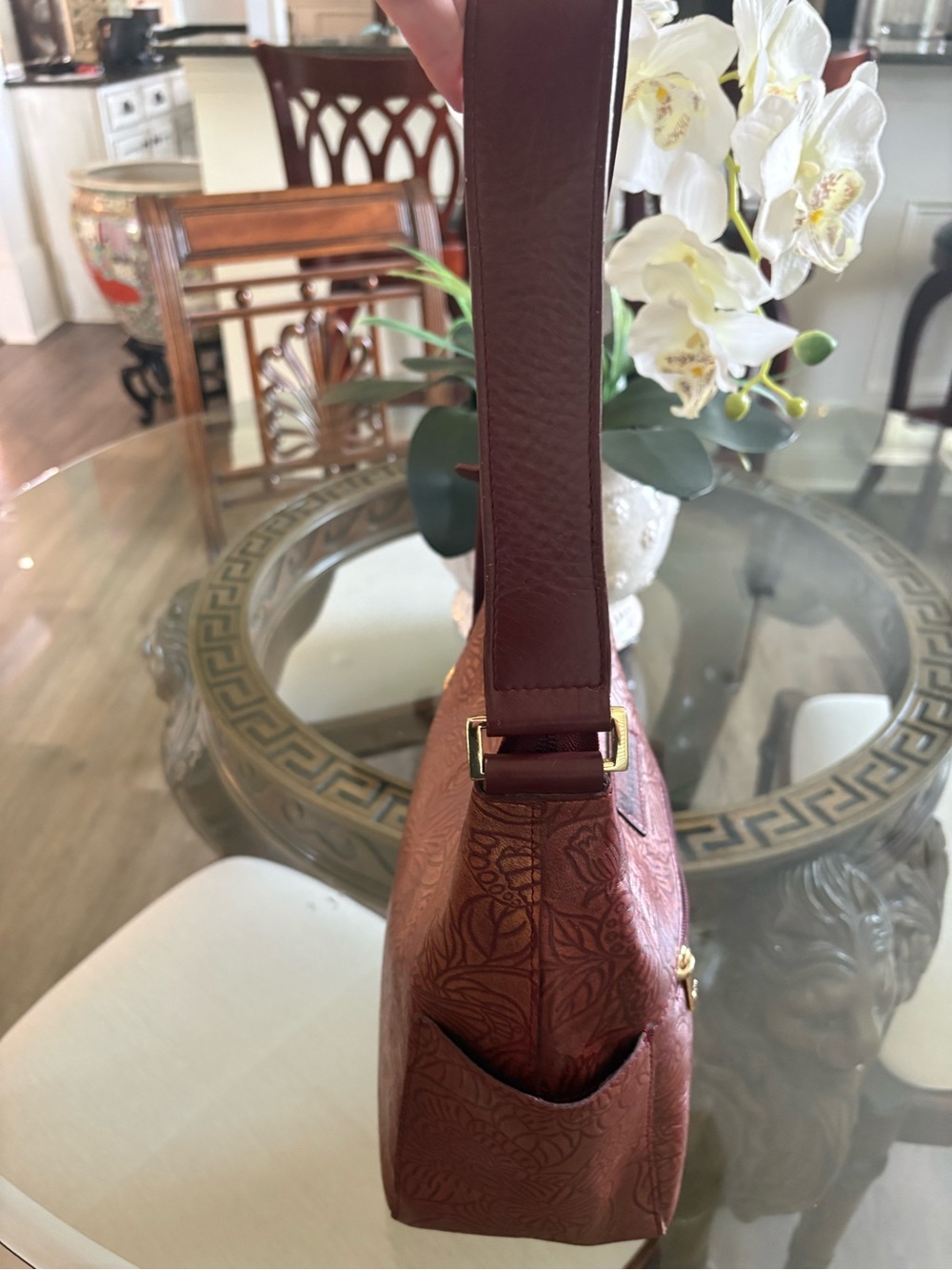 š¤š¤ANUSCHKA CLASSIC HAND PAINTED LEATHER HOBO SHOULDER BAG! š¤š¤ - Picture 5 of 8